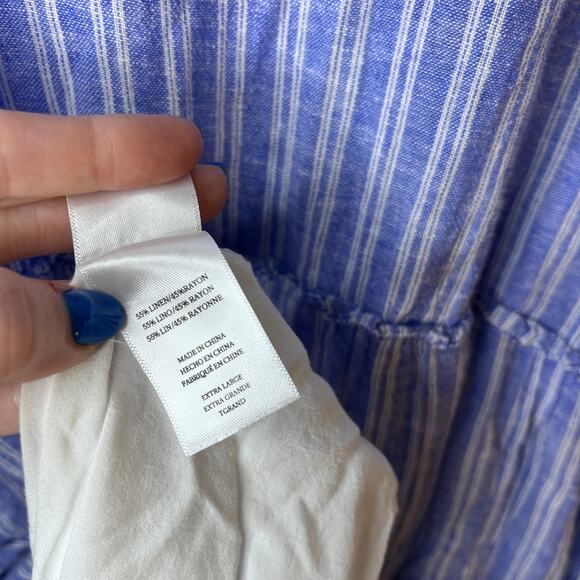 Rails Everly Ludlow Stripe Linen Blend Long Sleeve Mini Dress - Picture 7 of 11
